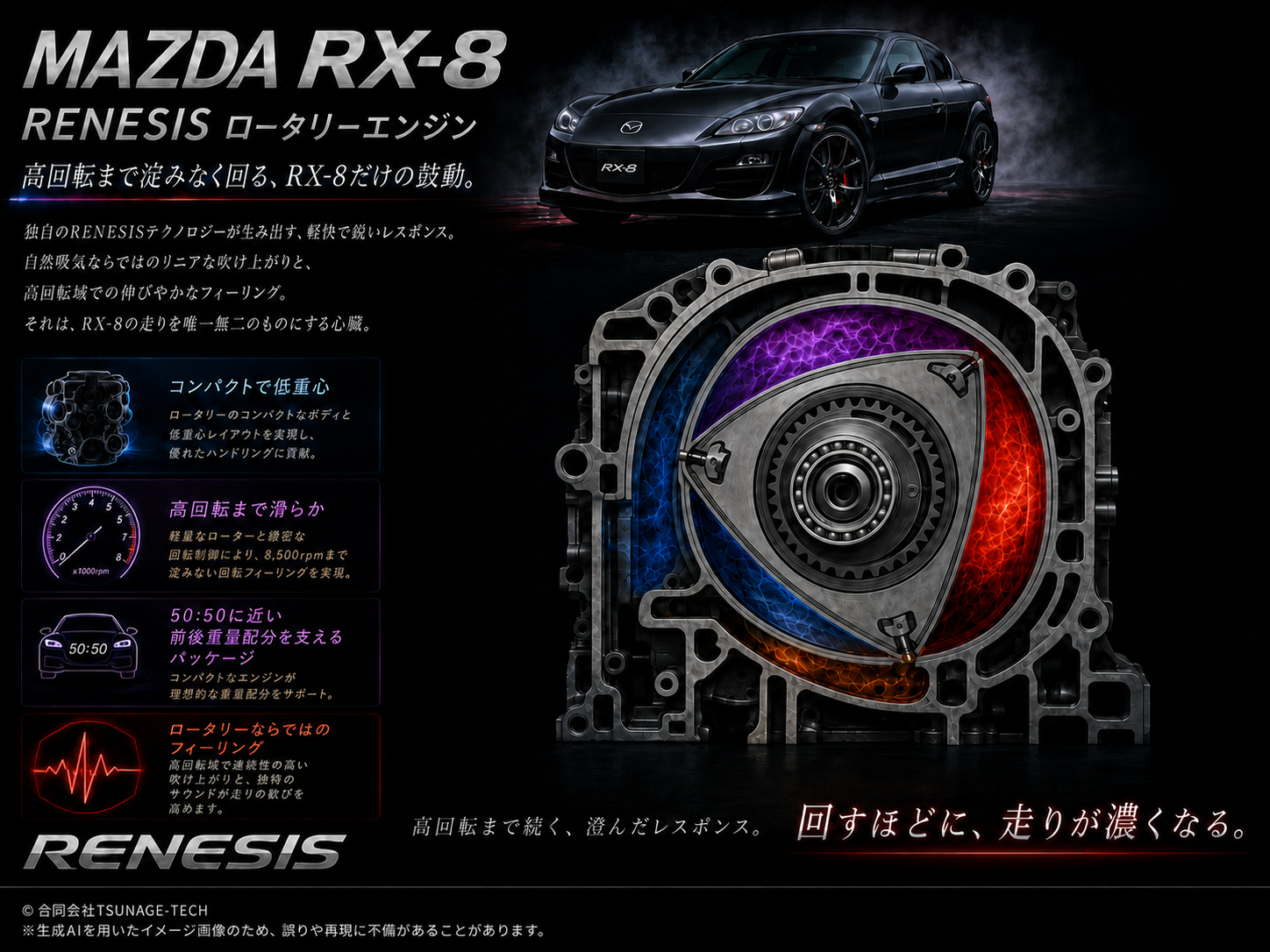 葛西でレンタルできるRX-8のロータリーエンジンのイメージ画像
